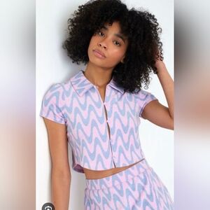 PacSun LA Hearts Terry Cropped Wave Polo